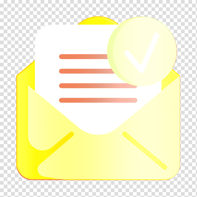 Email icon Tick icon Mail icon, Logo, Symbol, Yellow, Meter, Line, Mathematics transparent background PNG clipart