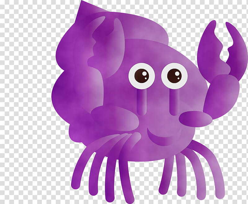 octopus purple violet magenta animation, Watercolor, Paint, Wet Ink, Seafood transparent background PNG clipart