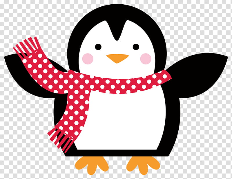 Christmas Penguin Drawing, Club Penguin, Scarf, Christmas Day, Silhouette, Flightless Bird, Cartoon, Polka Dot transparent background PNG clipart