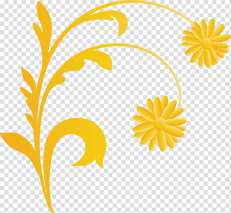 flower frame decoration frame floral frame, Yellow, Leaf, Chamomile, Plant transparent background PNG clipart