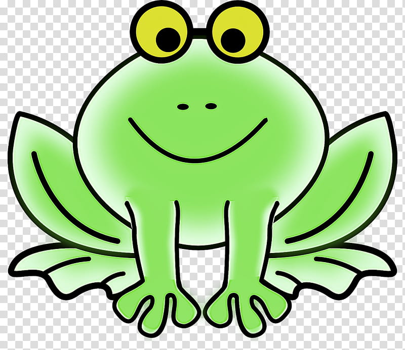 green cartoon frog yellow head, Hyla, True Frog, Leaf, Smile, Shrub Frog, Line, Happy transparent background PNG clipart