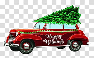 Christmas Day, Watercolor, Paint, Wet Ink, Car, Buick Skylark, Vintage Car transparent background PNG clipart thumbnail