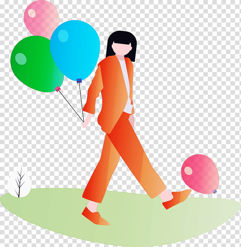 party partying happy feeling, Balloon, Woman, Cartoon, Recreation, Games transparent background PNG clipart