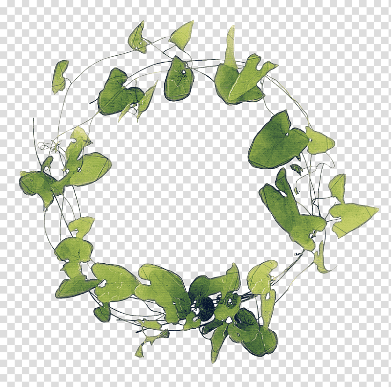 Green Leaf Ring Branch Transparency Twig, Plants, Flower, Ivy transparent background PNG clipart