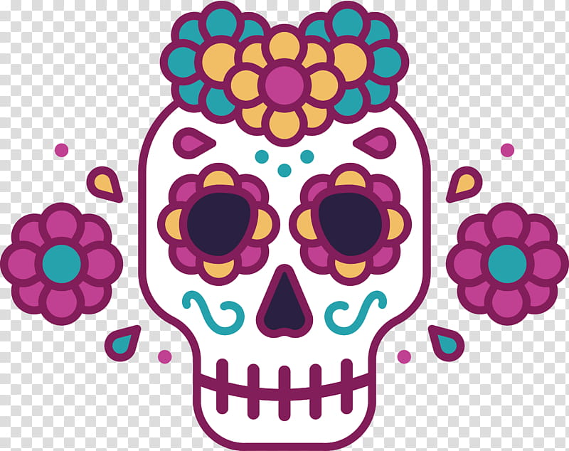 Mexican Elements, Day Of The Dead, Flat Design, Skull Clown transparent background PNG clipart