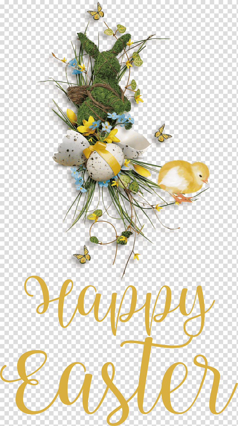 Happy Easter chicken and ducklings, Floral Design, Cut Flowers, Wedding Invitation, Rose, Gift, Holiday transparent background PNG clipart