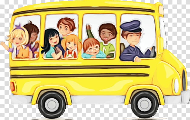 School bus, Watercolor, Paint, Wet Ink, Transport, Travel, Springdays Cbse School Open House 2019, School transparent background PNG clipart