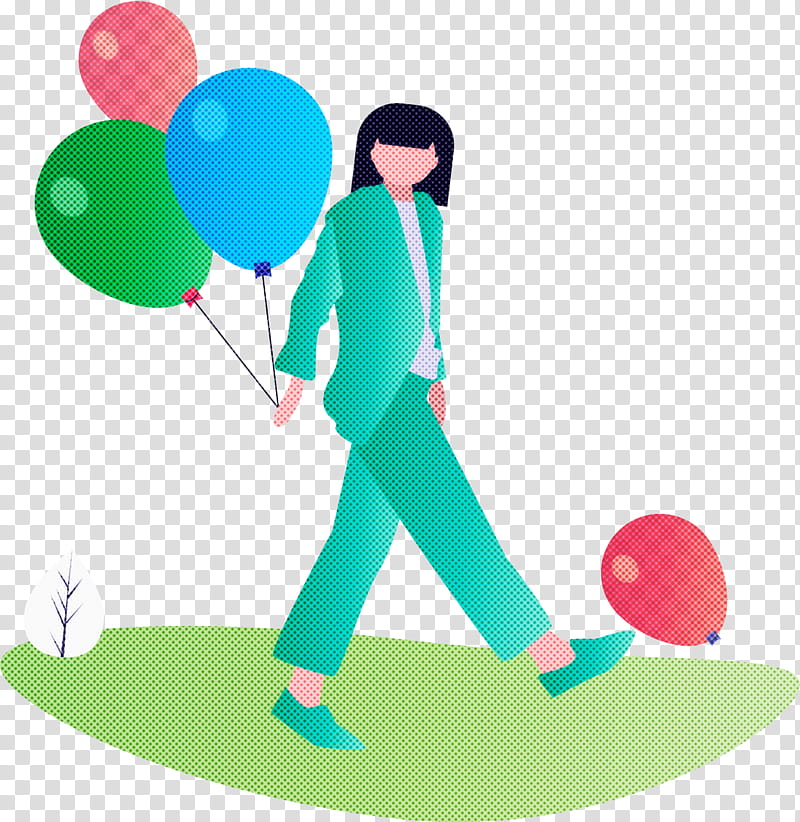 party partying happy feeling, Balloon, Woman, Green, Recreation, Games transparent background PNG clipart