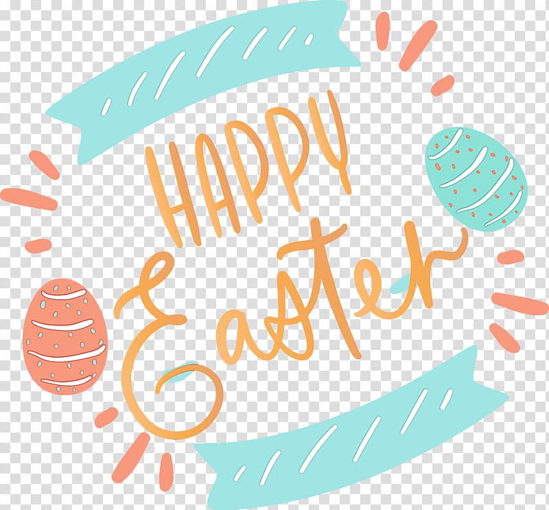 text font turquoise logo line, Easter Day, Easter Sunday, Happy Easter, Watercolor, Paint, Wet Ink, Label transparent background PNG clipart