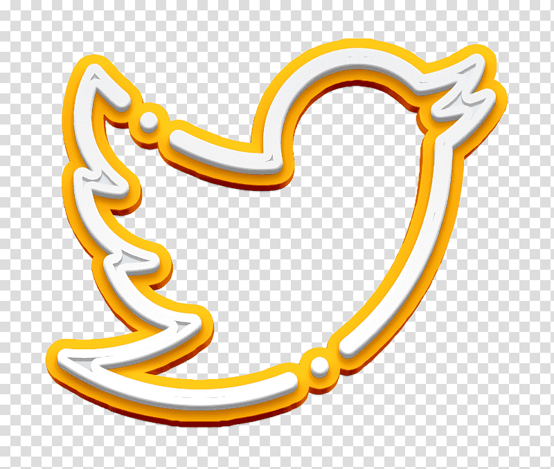 Twitter icon Social media icon, Symbol, Yellow, Chemical Symbol, Meter, Line, Jewellery transparent background PNG clipart