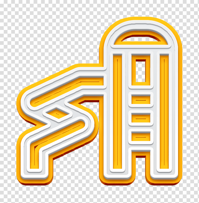 Playground icon Slider icon Amusement Park icon, Logo, Yellow, Line, Meter, Number, Mathematics transparent background PNG clipart