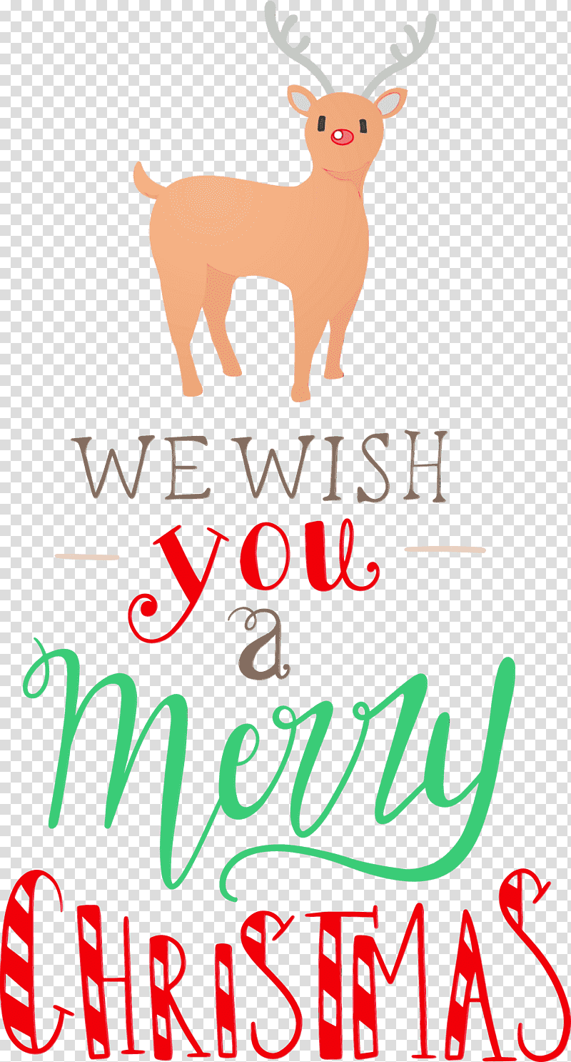 Reindeer, Merry Christmas, We Wish You A Merry Christmas, Watercolor, Paint, Wet Ink, Meter transparent background PNG clipart