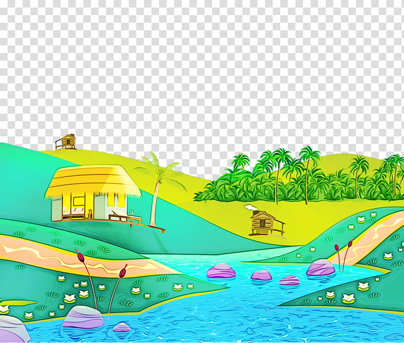 water resources ecosystem water park cartoon green, Watercolor, Paint, Wet Ink, Leisure, Area, Computer, Ecology transparent background PNG clipart