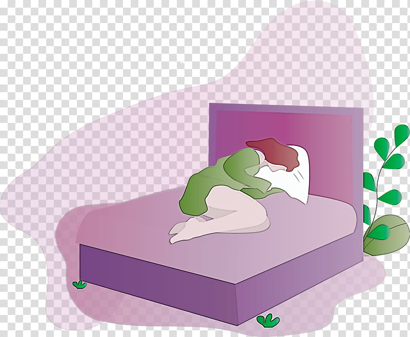 World Sleep Day Sleep Girl, Bed, Green, Purple, Violet, Furniture transparent background PNG clipart