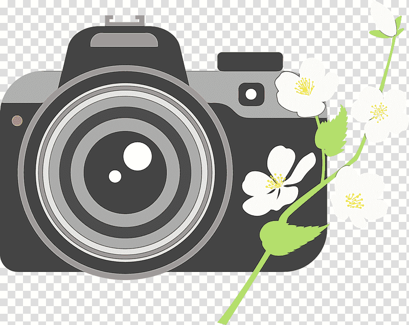 Camera Lens, Flower, Watercolor, Paint, Wet Ink, Mirrorless Interchangeablelens Camera, Digital Camera transparent background PNG clipart