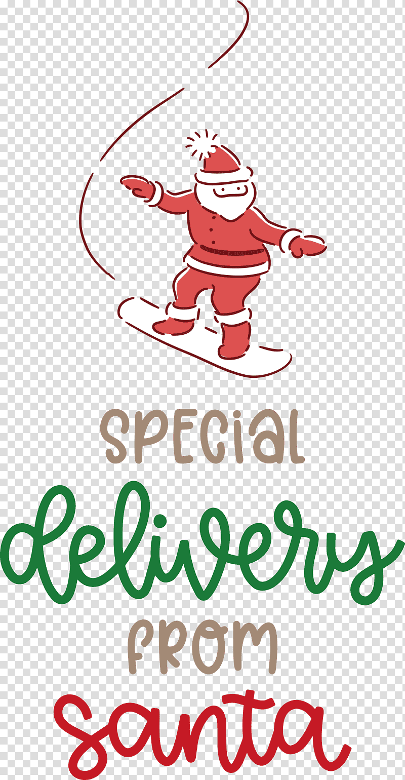 Special Delivery From Santa Santa Christmas, Christmas , Logo, Meter, Line, Character, Christmas Day transparent background PNG clipart