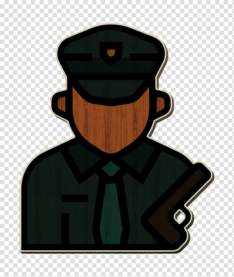 Policeman icon Jobs and Occupations icon, Green, Cartoon, Uniform transparent background PNG clipart