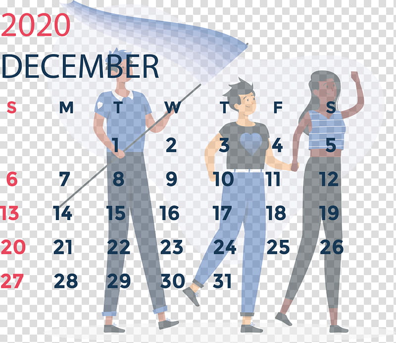 December 2020 Printable Calendar December 2020 Calendar, Outerwear, Trousers M, Public Relations, Uniform, Organization, Text, Line transparent background PNG clipart