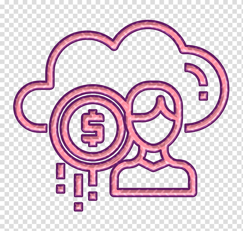 Cloud icon Business and finance icon Fintech icon, Text, Pink, Heart, Sticker, Line Art, Logo, Symbol transparent background PNG clipart