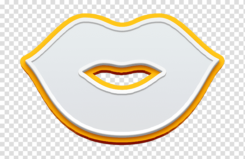 Kiss icon Woman lips icon shapes icon, Be My Valentine Icon, Logo, Yellow, Meter, Cartoon, Emblem M transparent background PNG clipart