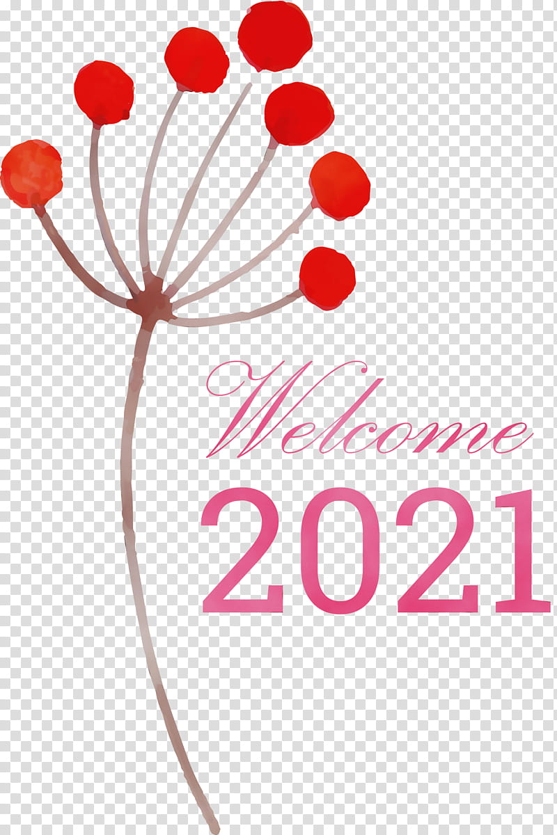 Floral design, Happy New Year 2021, Welcome 2021, Hello 2021, Watercolor, Paint, Wet Ink, Logo transparent background PNG clipart