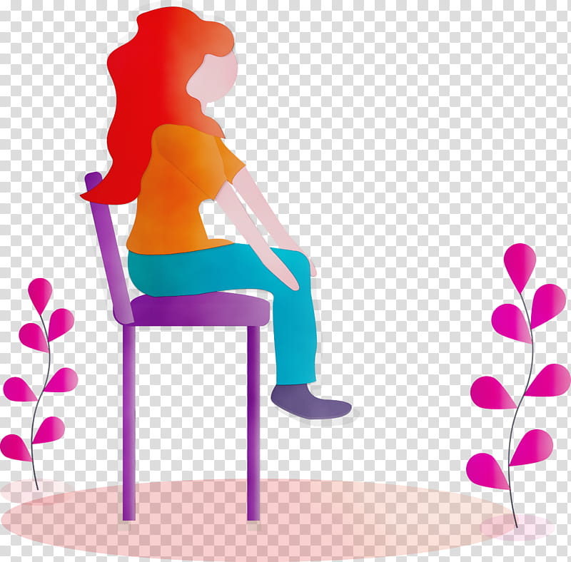 furniture sitting chair, Modern Girl, Watercolor, Paint, Wet Ink transparent background PNG clipart