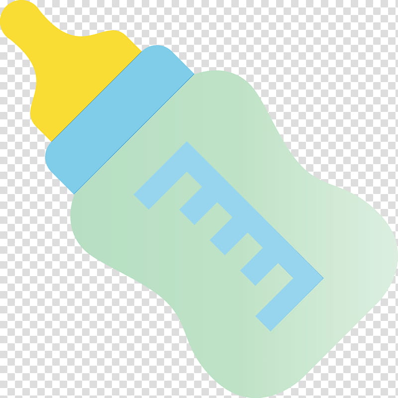 yellow turquoise water bottle, Baby Bottle, Watercolor, Paint, Wet Ink transparent background PNG clipart