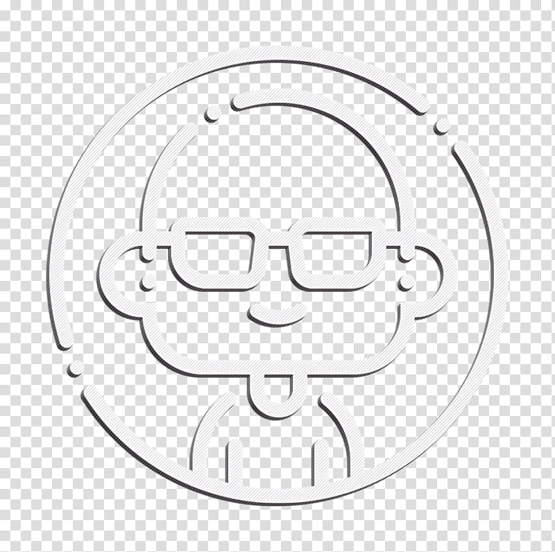 Man icon Avatars icon Bald icon, Black, Text, Eyewear, Logo, Smile, Circle, Symbol transparent background PNG clipart