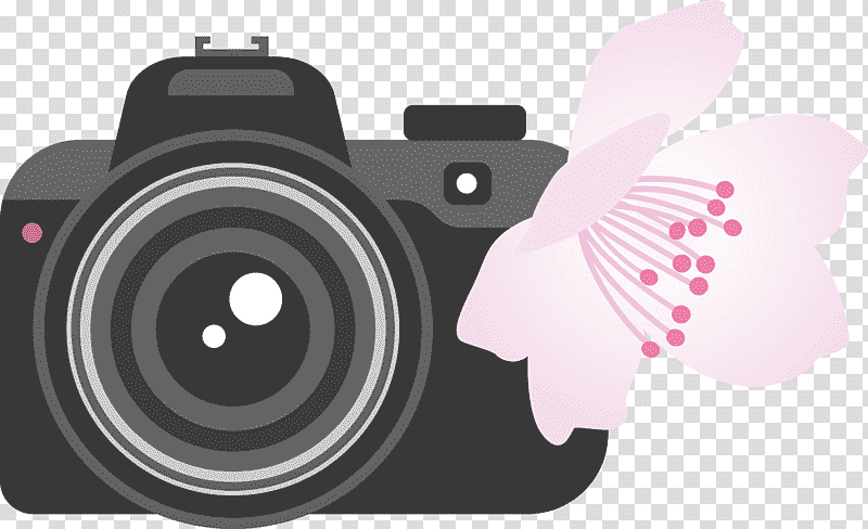 Camera Flower, Camera Lens, Mirrorless Interchangeablelens Camera, Digital Camera, Movie Camera, Multimedia transparent background PNG clipart