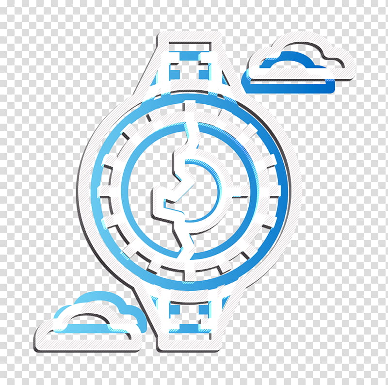 Watch icon Time and date icon, Logo, Symbol, Emblem, Electric Blue transparent background PNG clipart