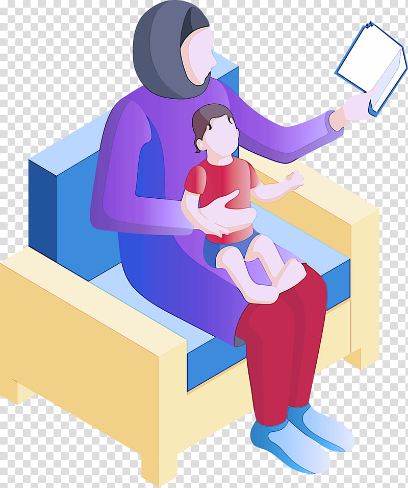 Arabic Family Arab people Arabs, Cartoon, Reading, Sitting transparent background PNG clipart