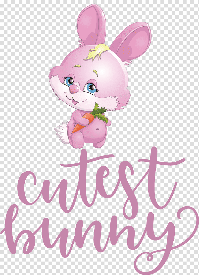 Cutest Bunny Happy Easter Easter Day, Easter Bunny, Rabbit, Hare, Lilac M, Meter, Flower transparent background PNG clipart