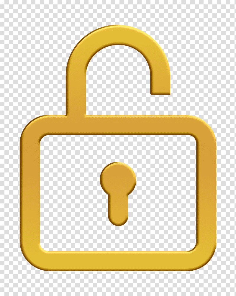 Unlock icon UI Interface icon, Symbol, Padlock, Chemical Symbol, Yellow, Icon Pro Audio Platform, Line transparent background PNG clipart