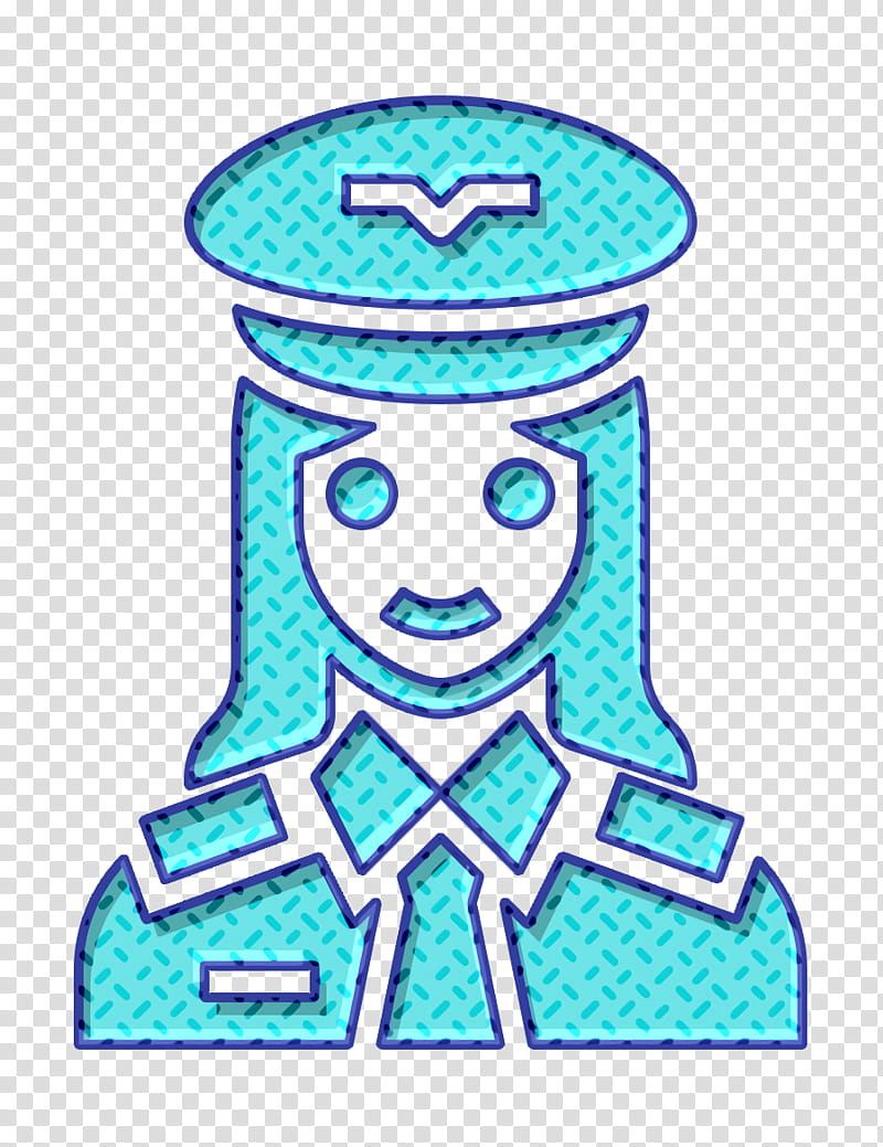 Pilot icon Occupation Woman icon, Turquoise, Aqua transparent background PNG clipart