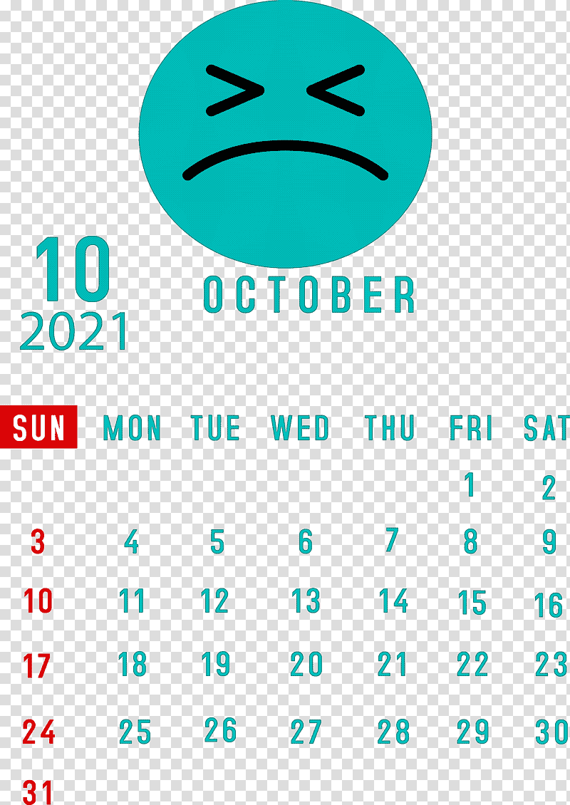 October 2021 Printable Calendar October 2021 Calendar, Logo, Aqua M, Green, Meter, Line, Diagram transparent background PNG clipart