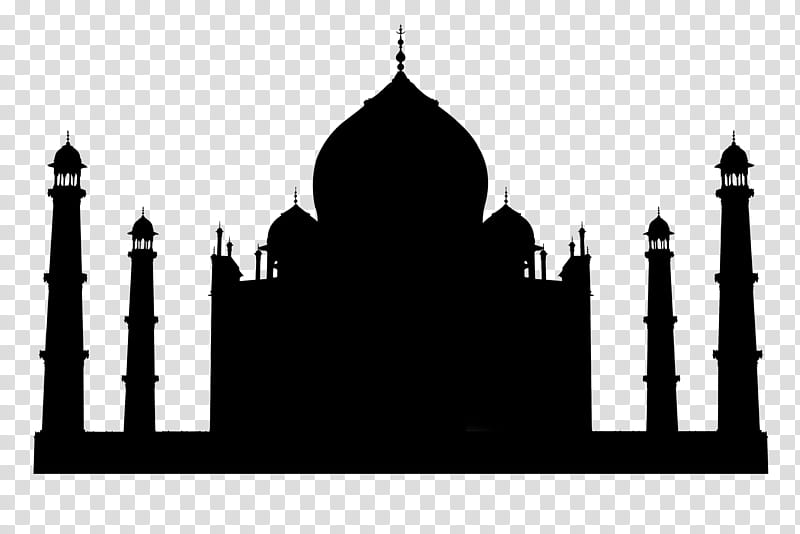 Taj Mahal Drawing, Black Taj Mahal, Silhouette, Monument, Agra, Landmark, Holy Places, Mosque transparent background PNG clipart