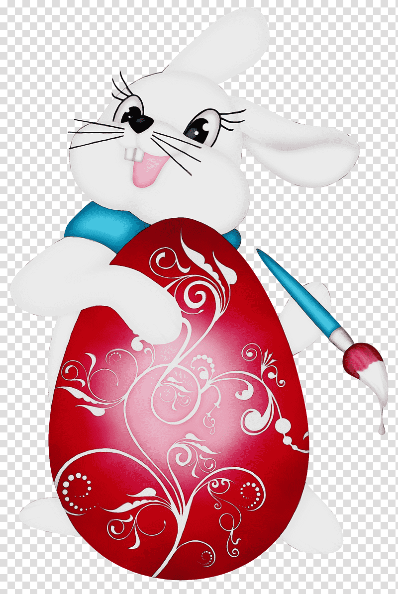 Christmas ornament, Watercolor, Paint, Wet Ink, Character, Cartoon, Rabbit transparent background PNG clipart