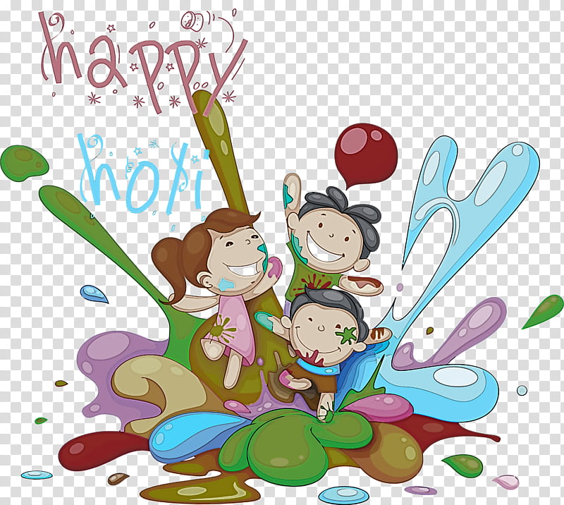 happy Holi holi colorful, Festival, Cartoon transparent background PNG clipart