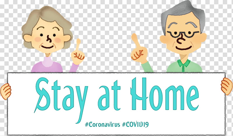 cartoon text logo smile line, Stay At Home, Coronavirus, COVID19, Watercolor, Paint, Wet Ink, Cartoon transparent background PNG clipart