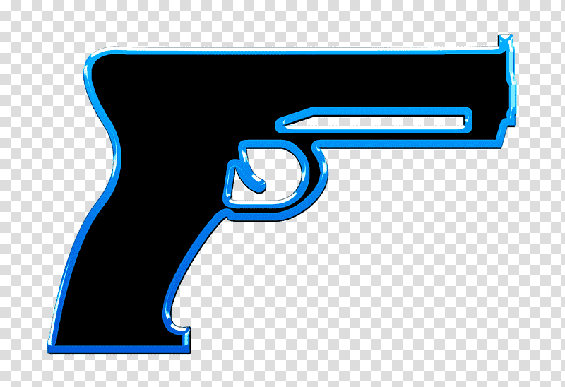 weapons icon Handgun icon Gun icon, Logo, Symbol, Electric Blue M, Meter, Chemical Symbol, Line transparent background PNG clipart