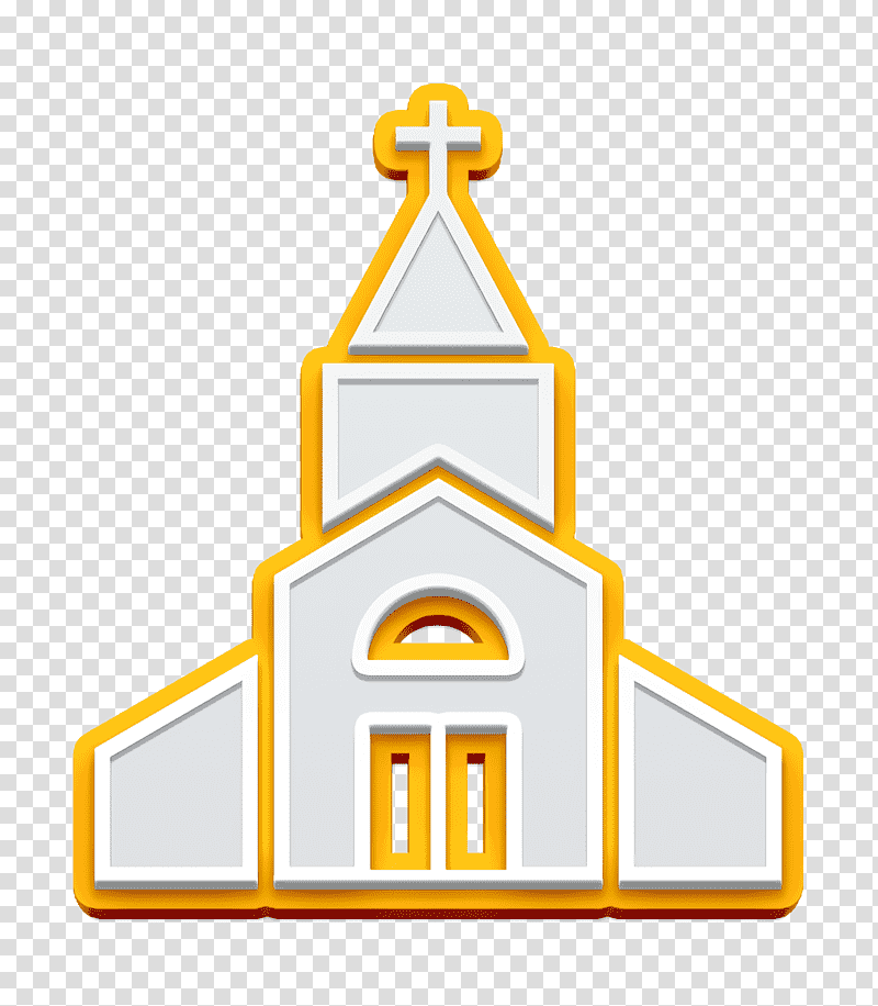 Church icon buildings icon My Town Public Buildings icon, Religion Icon, Logo, Symbol, Chemical Symbol, Yellow, Line transparent background PNG clipart