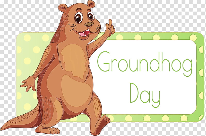 cartoon animal figure brown bear bear groundhog, Groundhog Day, Happy Groundhog Day, Hello Spring, Watercolor, Paint, Wet Ink, Cartoon transparent background PNG clipart