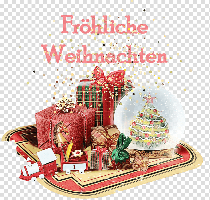 Christmas ornament, Frohliche Weihnachten, Merry Christmas, Watercolor, Paint, Wet Ink, Gingerbread House transparent background PNG clipart
