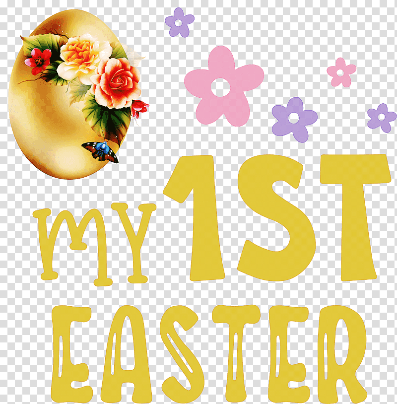 My 1st Easter Happy Easter, Logo, Floral Design, Yellow, Meter, Happiness transparent background PNG clipart