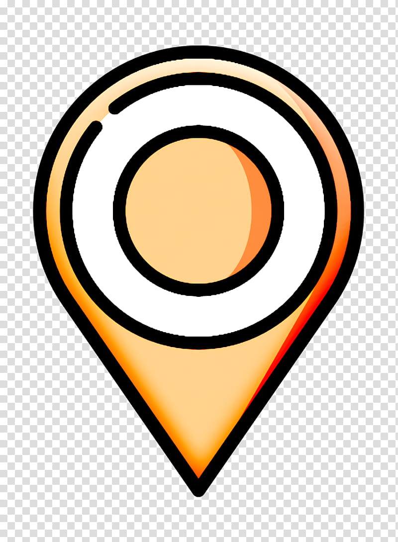 Gps icon Location icon, Orange, Line, Symbol, Circle, Logo, Emblem transparent background PNG clipart