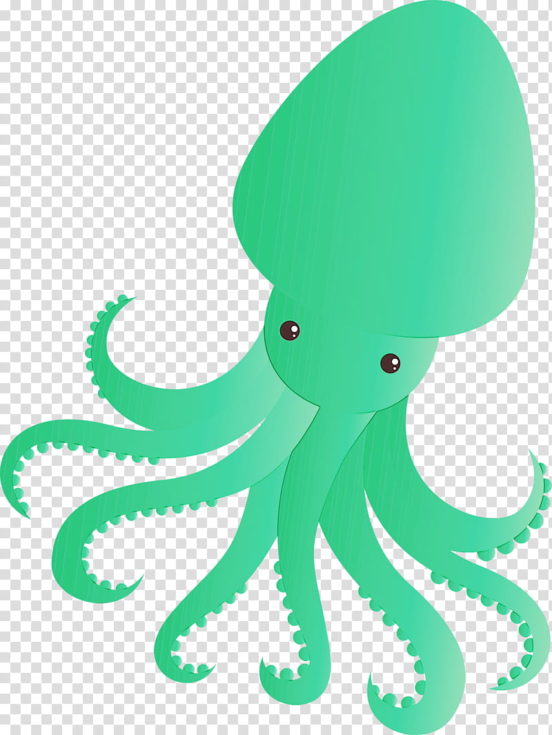 octopus giant pacific octopus green octopus squid, Watercolor, Paint, Wet Ink, Animal Figure transparent background PNG clipart