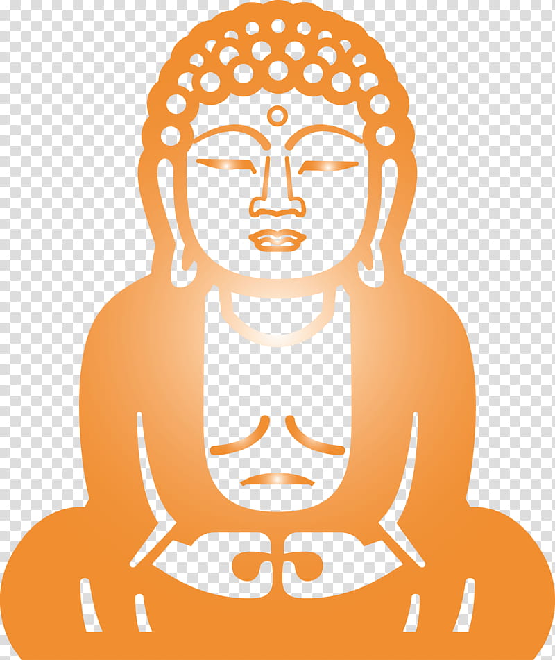 Buddha, Head, Orange, Meditation, Guru, Smile transparent background PNG clipart