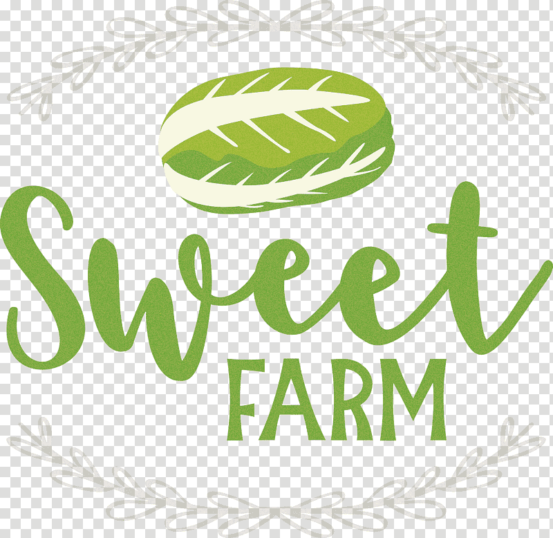 Sweet Farm, Logo, Calligraphy, Leaf, Green, Meter, Line transparent background PNG clipart