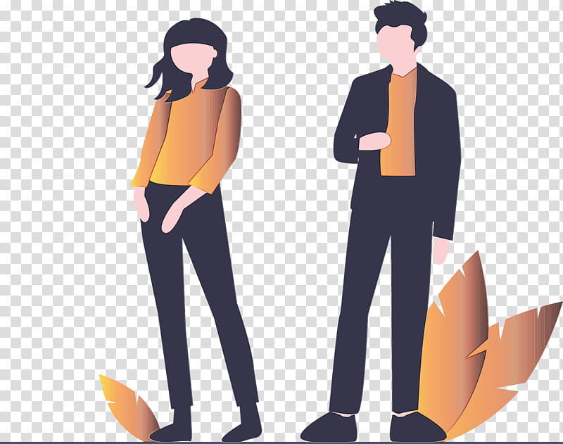 Orange, Modern Couple, Man, Girl, Watercolor, Paint, Wet Ink, Standing transparent background PNG clipart