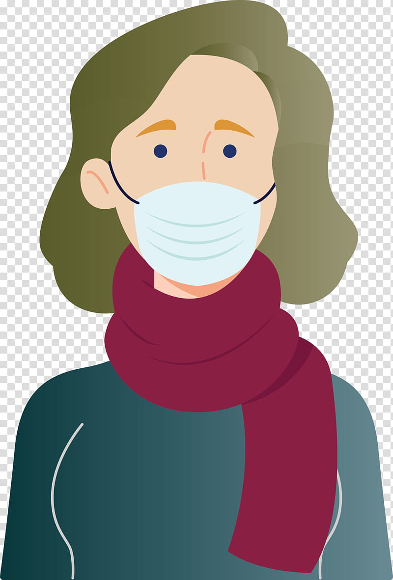 Wearing Mask Coronavirus Corona, Cartoon, Animation, Neck transparent background PNG clipart